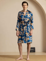 [Navy Dragon] SilkSilky-UK Long Sleeve Mens Robe 005