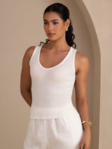 [White] SilkSilky-UK Sleeveless Deep V Neck Camisole 003