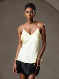 SilkSilky UK Pure Silk Sleeveless V Neck Camisole LightYellow 001