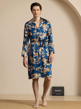 [Navy Dragon] SilkSilky-UK Long Sleeve Mens Robe 003