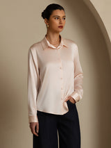 [Light Pink] SilkSilky-UK Long Sleeve Lapel Collar Women's Shirt 006
