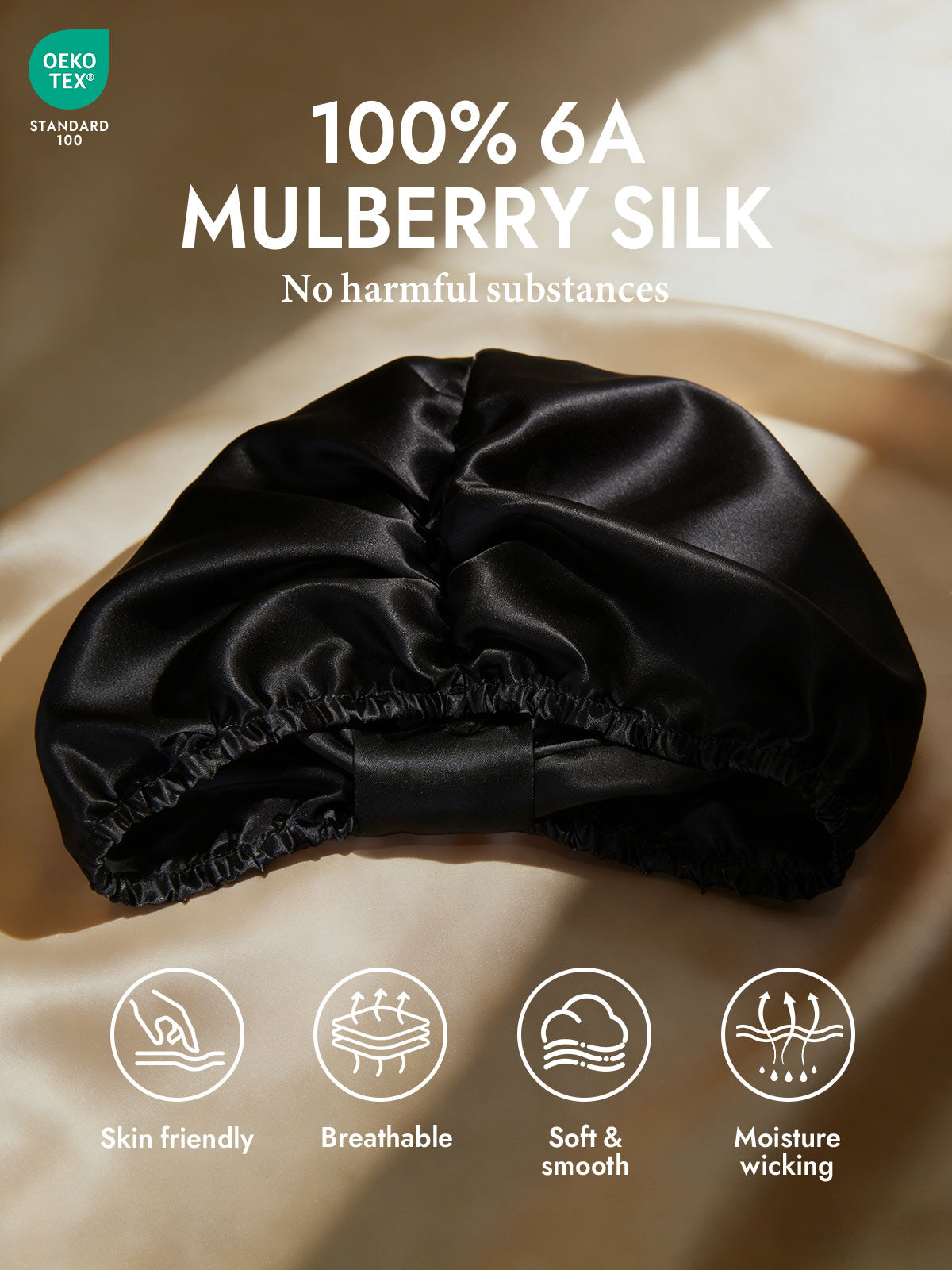 [Black] SilkSilky-UK Sleep Cap 002