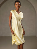 SilkSilky-UK Pure Silk Sleeveless V Neck Nightdress Yellow 004