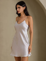 [Gray] SilkSilky-UK Spaghetti Strap V Neck Nightdress 006
