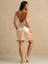 [Light Pink] SilkSilky-UK Spaghetti Strap V Neck Nightdress 002