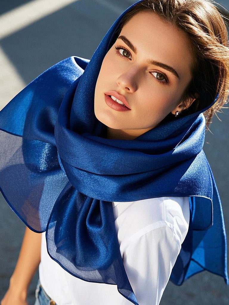 [Dark Blue] SilkSilky-UK Scarf 004