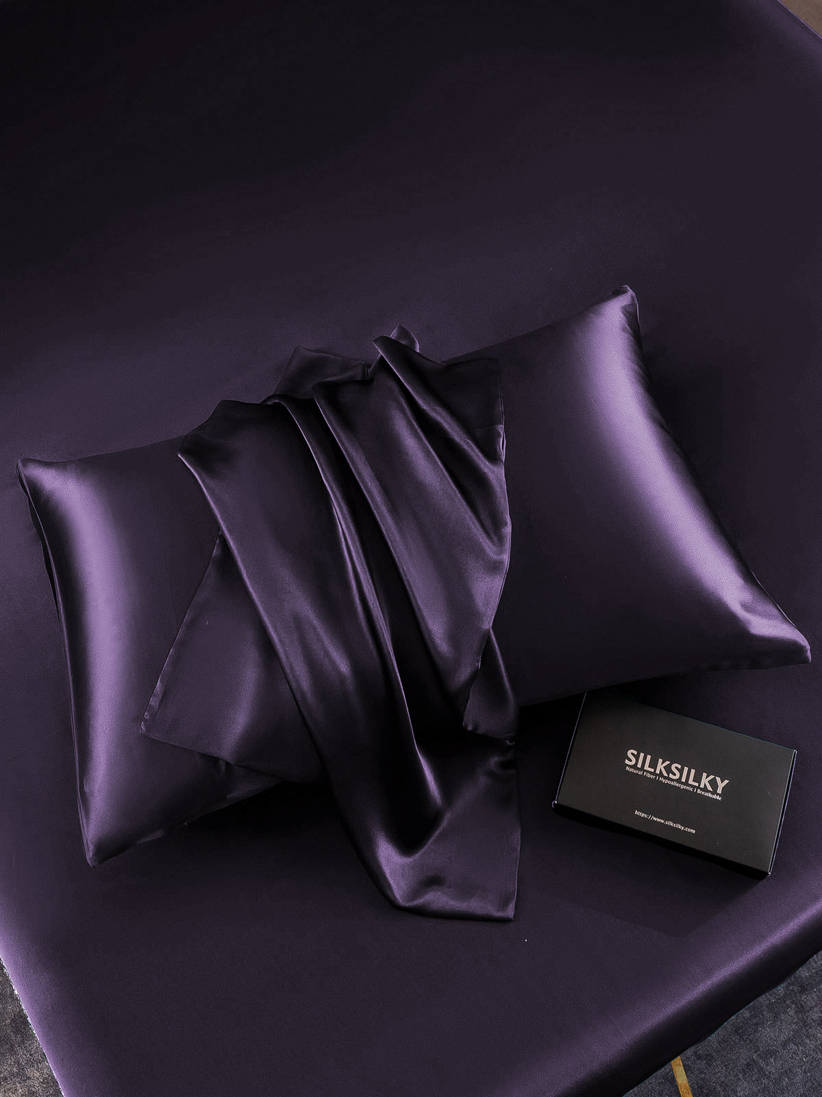 SilkSilky UK 30Momme Pure Silk Pillowcase DeepPurple 005