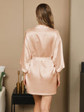 Glossy Pure Silk Short Dressing Gown For Women