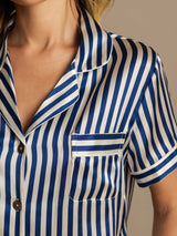 [Dark Blue] SilkSilky-UK Pure Silk Notch Collar Women's Pyjamas 007,