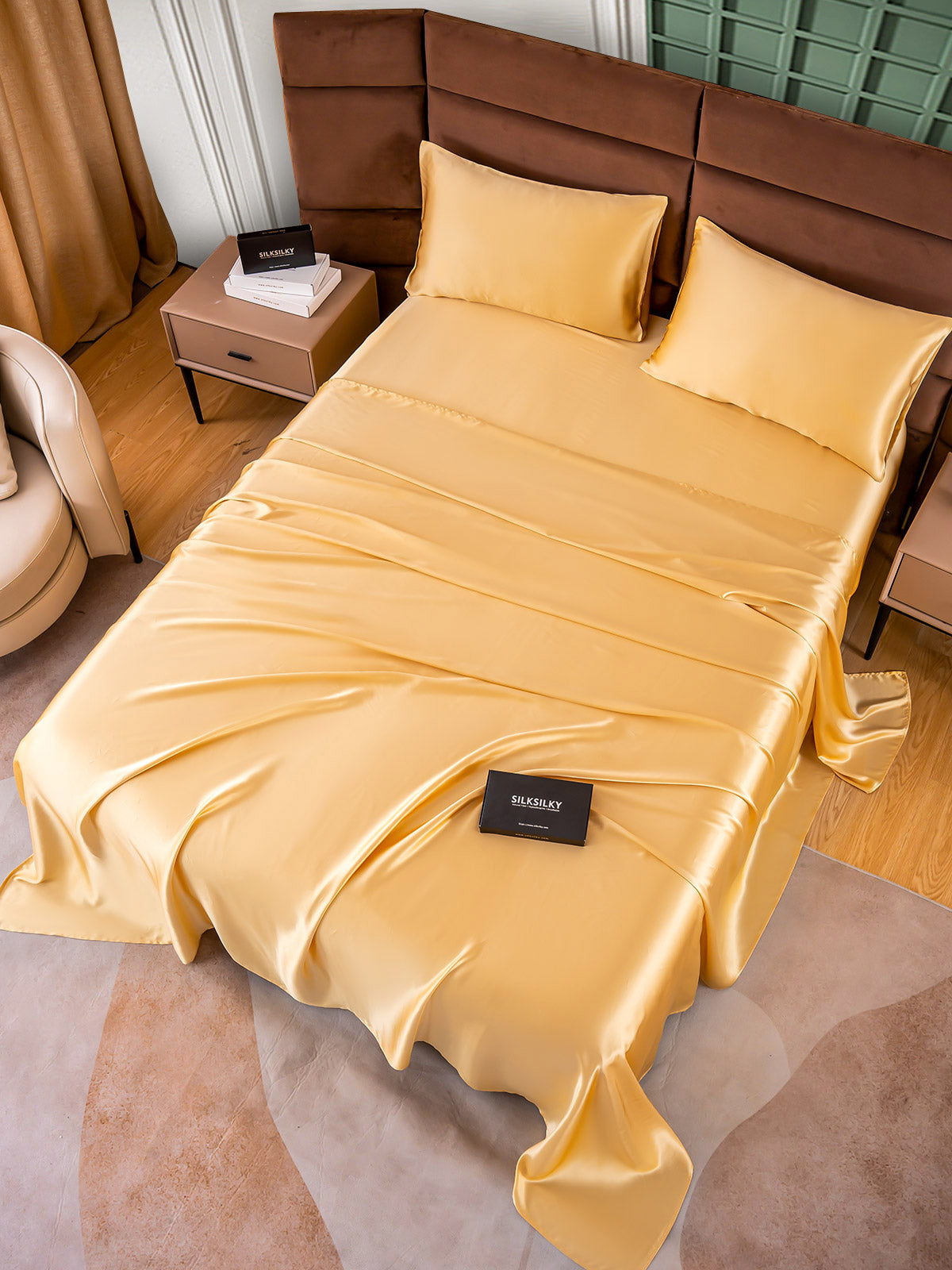 SilkSilky UK 25Momme Pure Silk Bedding Set Champagne 004