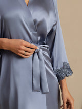 [Light Blue] SilkSilky-UK 3/4 Sleeve Women's Dressing Gown 004