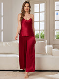 SilkSilky UK Pure Silk Sleeveless V Neck Camisole Set Wine 001