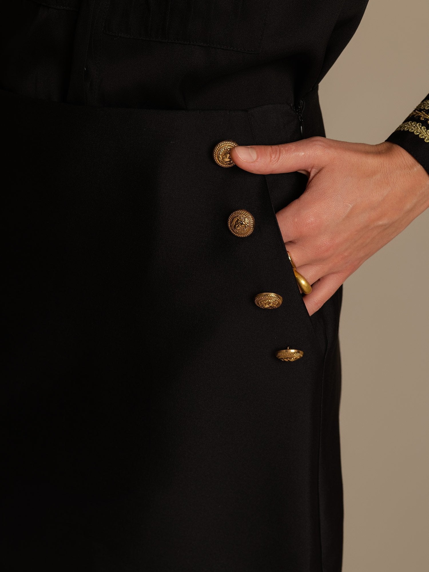 [Black] SilkSilky-UK 32Momme Silk-Wool Blend Skirt 004,