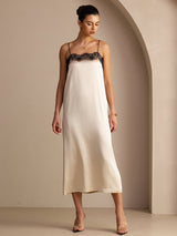 [Brown Rice] SilkSilky-UK Spaghetti Strap Square Neck Dress 006