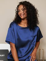 [Dark Blue] SilkSilky-UK Short Sleeve Round Neck Women's Pyjamas 002
