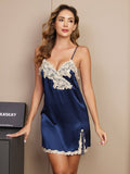 SilkSilky UK Pure Silk Sleeveless V Neck Nightdress DarkBlue 005