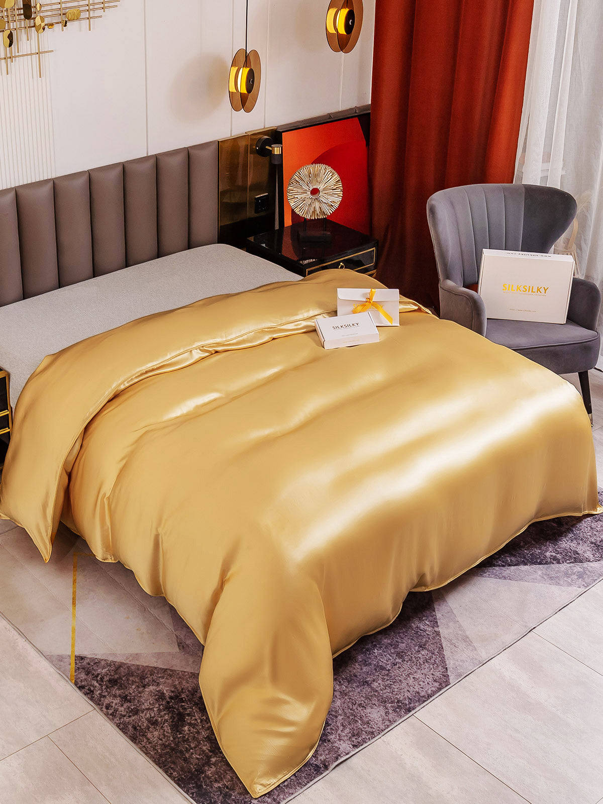 [Champagne] SilkSilky-UK 19Momme Pure Silk Duvet Cover 001