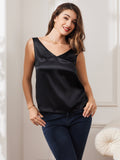 SilkSilky UK Pure Silk Sleeveless V Neck Camisole Black 001