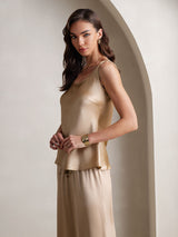 [Champagne] SilkSilky-UK Sleeveless Square Neck Camisole Set 007