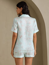 [Sky Floral] SilkSilky-UK Short Sleeve Notch Collar Women's Pyjamas 002