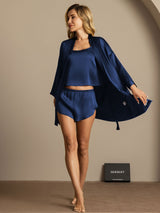 [Dark Blue] SilkSilky-UK Pure Silk Split Nightdress&Dressing gowns 003,