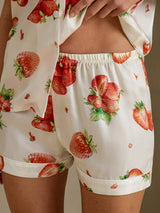 [White Strawberry] SilkSilky-UK Short Sleeve Notch Collar Women's Pyjamas 005