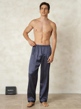 [Navy Ginkgo] SilkSilky-UK Men's Sleep Shorts 004