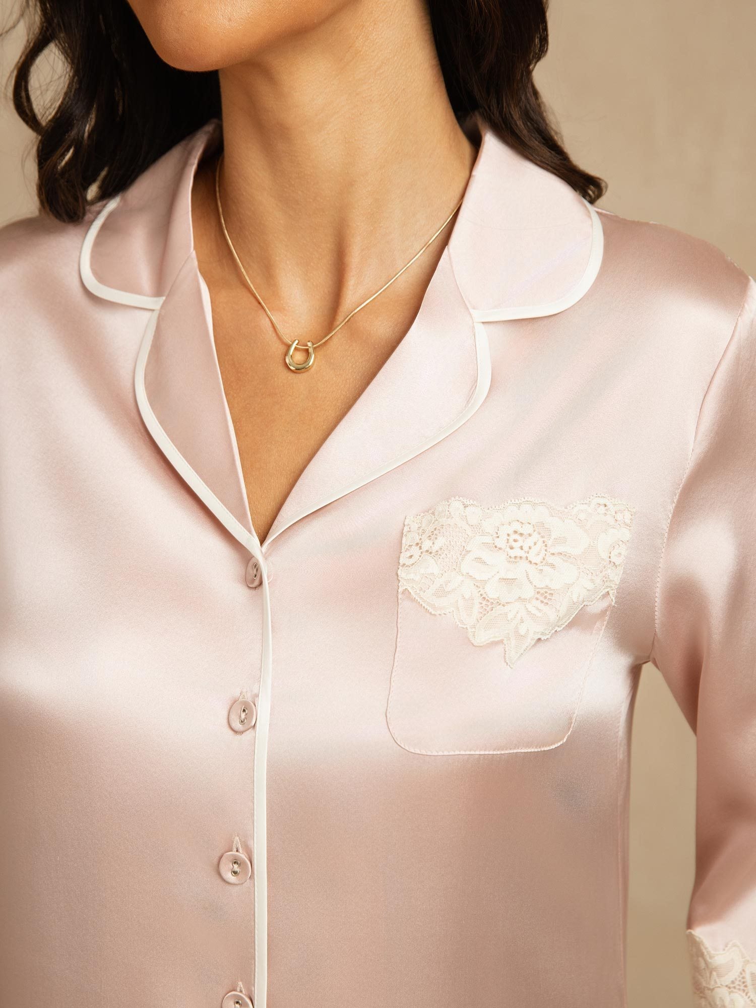 [Pink] SilkSilky-UK Pure Silk Collar Nightshirt 004