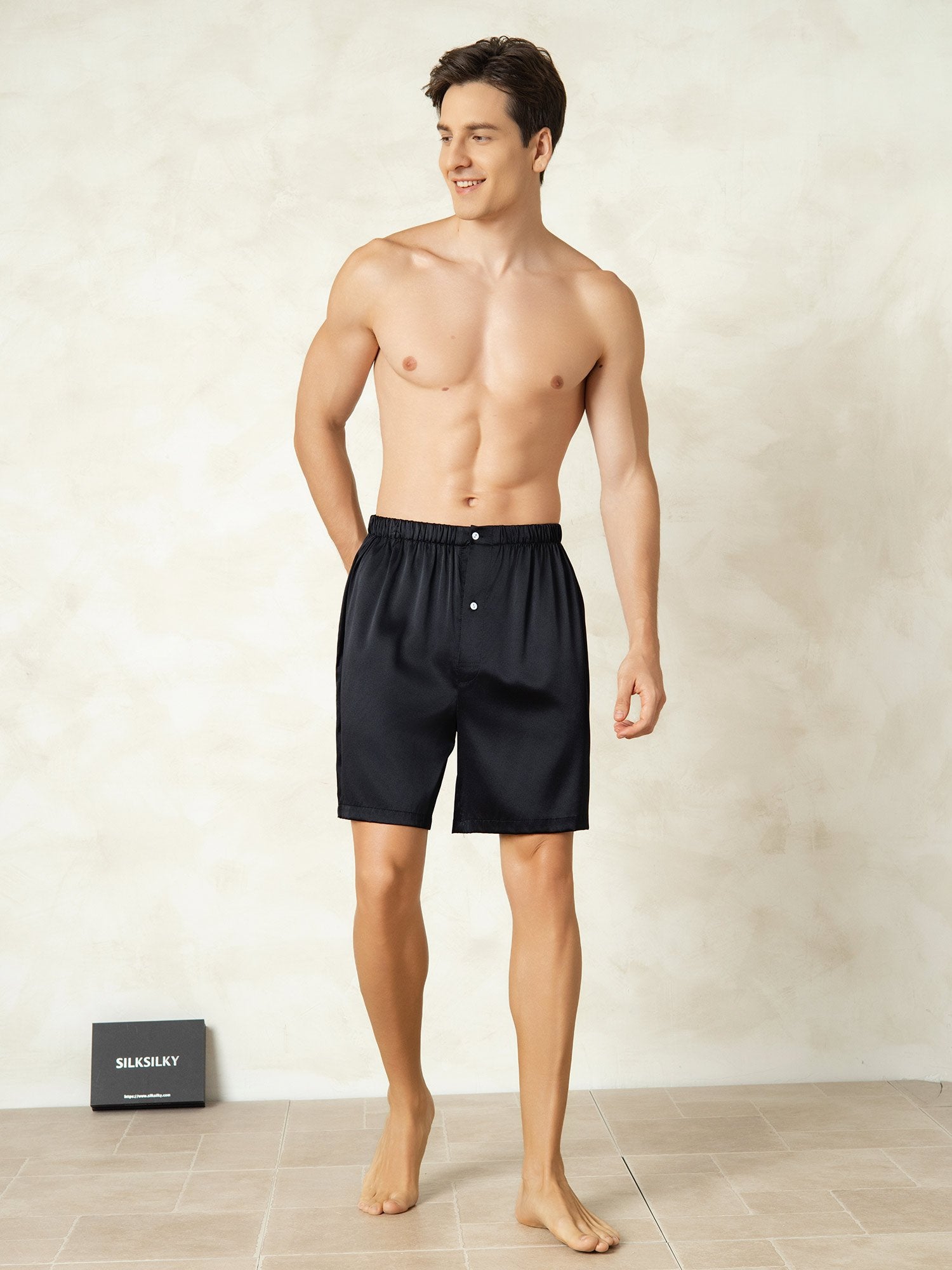 [Black] SilkSilky-UK Pure Silk Mens Sleep Bottoms 003