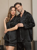 SilkSilky UK Pure Silk Long Sleeve Couple Black 005