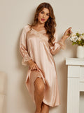 SilkSilky UK Pure Silk Long Sleeve Nightgown Champagne 001