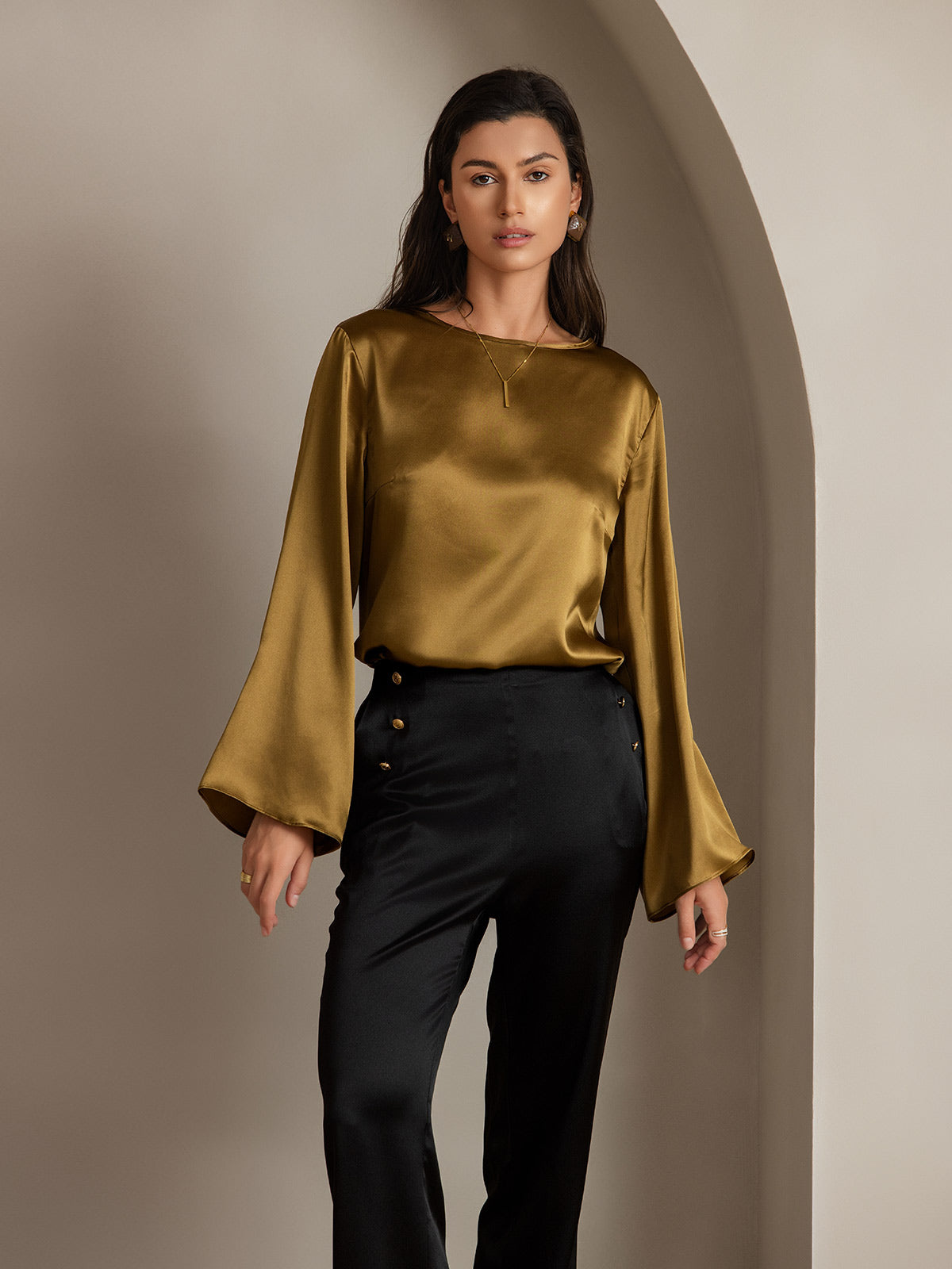 [Black] SilkSilky-UK 19Momme Silk Womens Pants 009