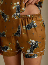 [Brown Lion] SilkSilky-UK Short Sleeve Notch Collar Women's Pyjamas 006