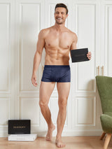 [Dark Blue] SilkSilky-UK 100% Silk Jersey Men's Underwear 005