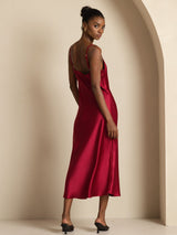 [Wine] SilkSilky-UK Spaghetti Strap V Neck Dress 002