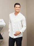 SilkSilky UK Silk Long Sleeve Collar Men's Shirt White 003