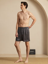 [Black Ginkgo] SilkSilky-UK Men's Sleep Shorts 006