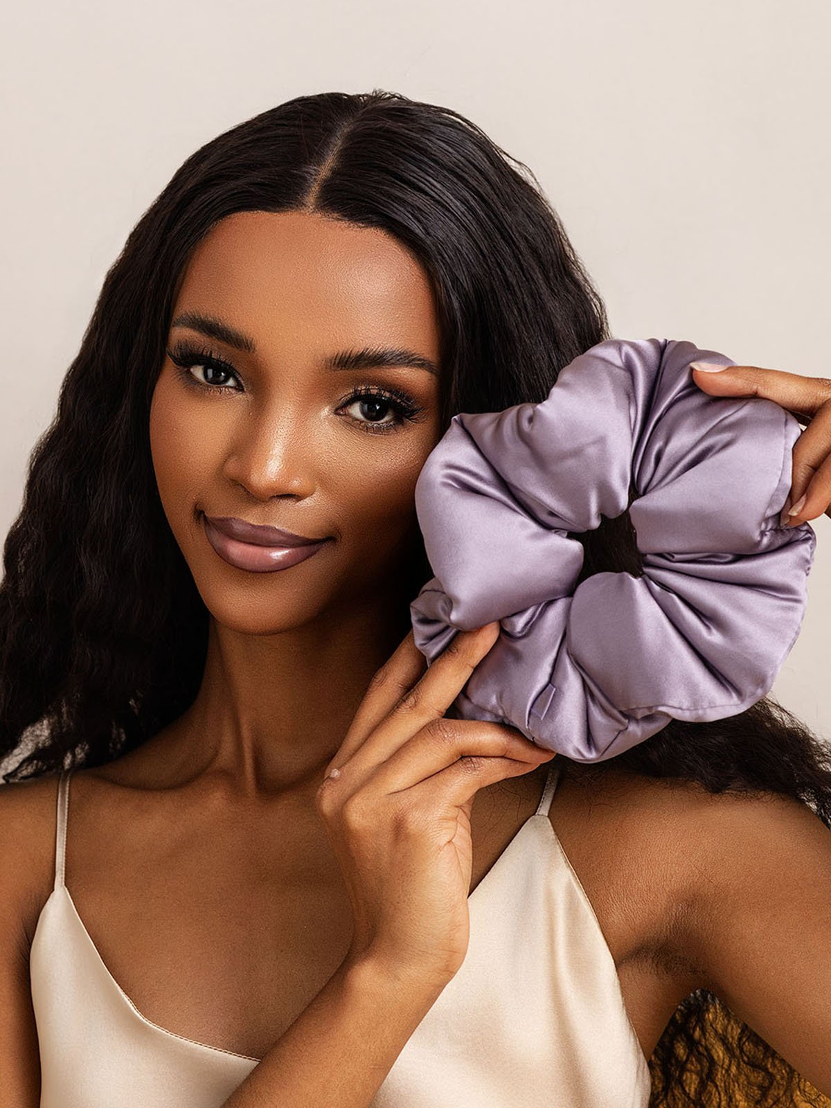 [Deep Purple] SilkSilky-UK Pure Silk Scrunchie 001