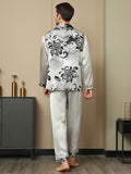 Pure Silk Men‘s Floral Printed Lapel Pyjama Set