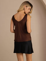 [Coffee] SilkSilky-UK Sleeveless V Neck Camisole 002