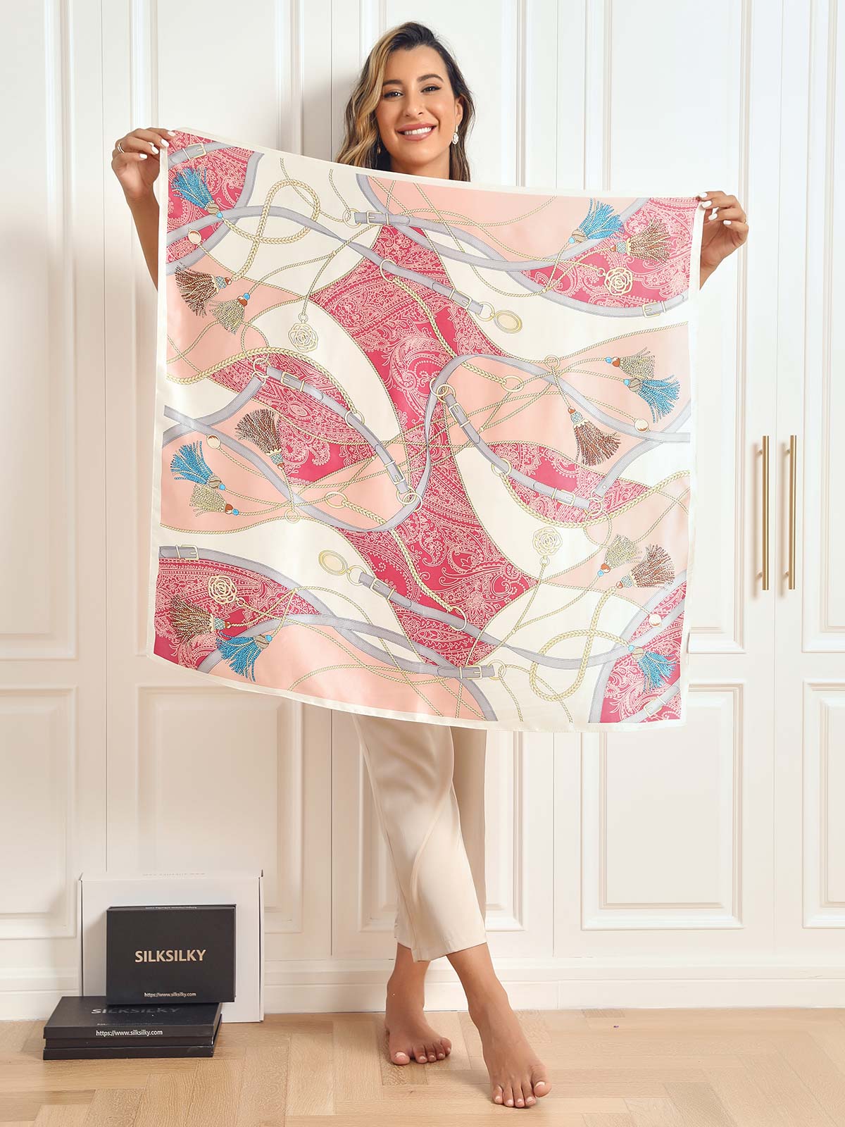 SilkSilky-UK Pure Silk Scarf P004 005