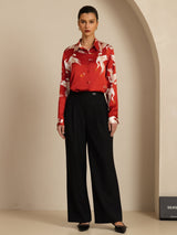 [Wine] SilkSilky-UK Long Sleeve Lapel Collar Women's Shirt 006