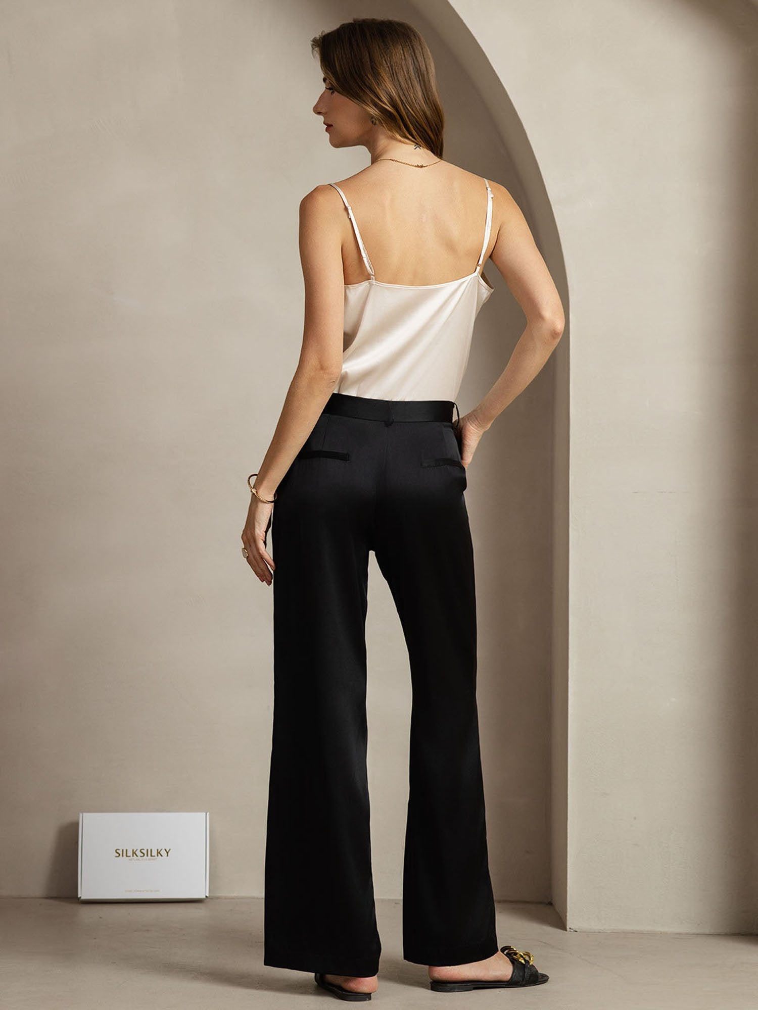 [Black] SilkSilky-UK 19Momme Silk Womens Pants 006