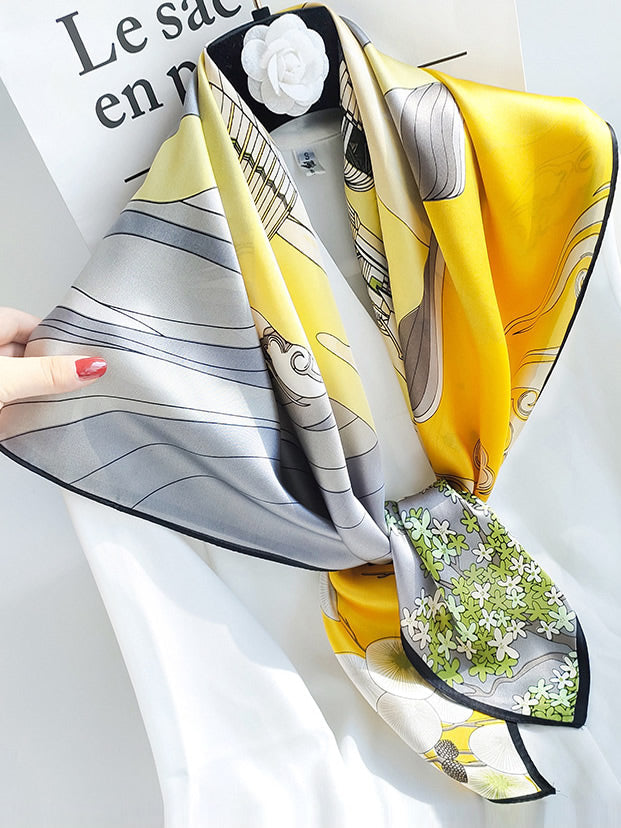 SilkSilky UK Pure Silk Scarf Yellow 001