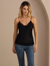 [Black] SilkSilky-UK Spaghetti Strap V Neck Camisole 004