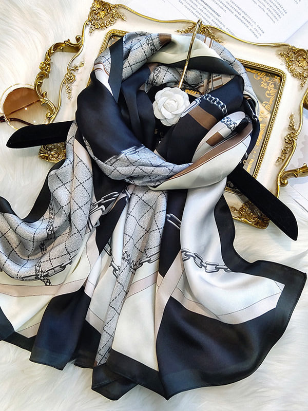 SilkSilky UK Pure Silk Scarf Black 001