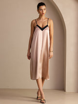 [Tuscany] SilkSilky-UK Spaghetti Strap V Neck Dress 005