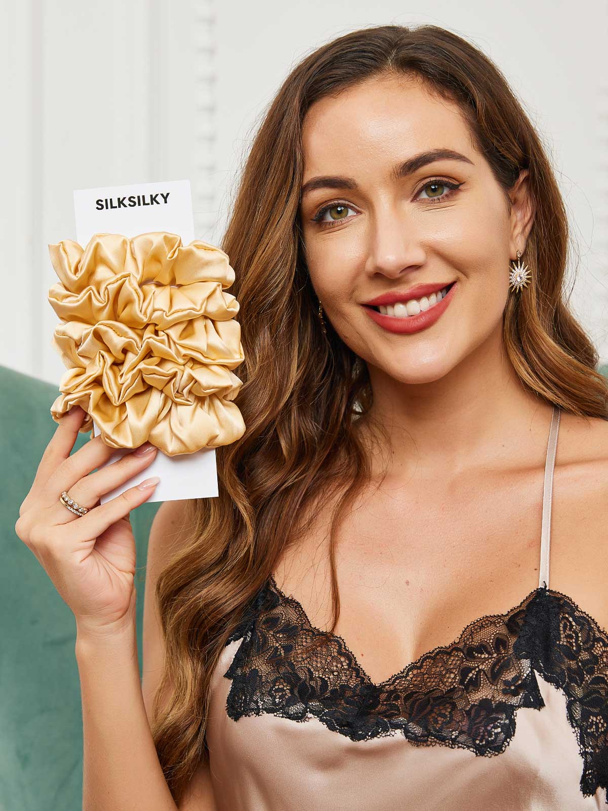 [Champagne] SilkSilky-UK 19Momme Pure Silk Scrunchie 001