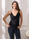 SilkSilky UK Pure Silk Sleeveless Cowl Neck Camisole Black 002