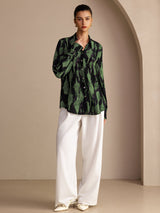 [Black Moss] SilkSilky-UK Long Sleeve Lapel Collar Blouse 005